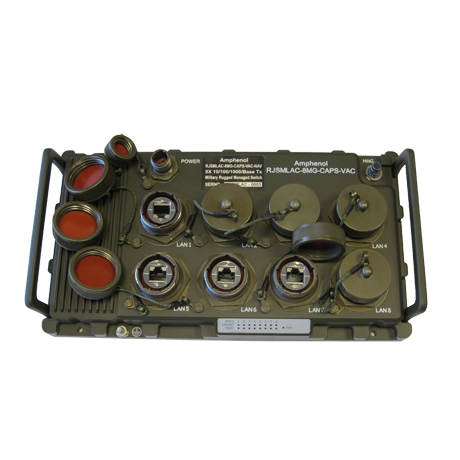 Ethernet Military Switch RJSMLAC 8 MG Caps Amphenol Socapex Connectors